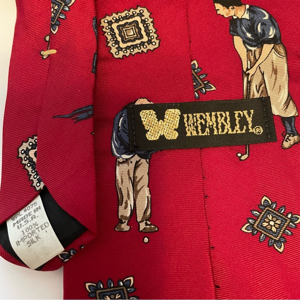 Lot Of 2 Golf Themed Ties Mercedes Wembley Silk - Picture 4 of 7